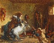 Eugene Delacroix, Arab Horses Fighting in a Stable